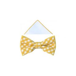 Żółta mucha w kratkę A345. Żółte muszki męskie Adam Collection - Krawaty i dodatki, na co dzień, w kratkę, z bawełny, eleganckie. Za 49,50 zł.