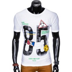 T-shirt męski z nadrukiem S990 - biały. Białe t-shirty męskie Ombre Clothing, s, z nadrukiem, bez kołnierzyka. Za 15,99 zł.