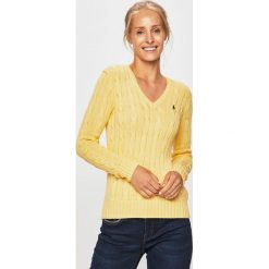 Polo Ralph Lauren - Sweter. Żółte swetry damskie Polo Ralph Lauren, s, bez wzorów, z bawełny, z krótkim rękawem, krótkie, bez kaptura. Za 619,90 zł.