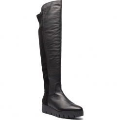 Muszkieterki UNISA - Cristen Sua St Black Suave. Czarne buty zimowe damskie Unisa, z materiału, przed kolano, na wysokim obcasie, na obcasie. Za 709,00 zł.