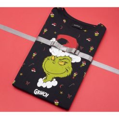 T-shirt ze świątecznym nadrukiem Grinch - Czarny. Czarne t-shirty męskie Reserved, xxl, z nadrukiem, wizytowe. Za 59,99 zł.