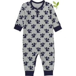 Pajacyk w kolorze jasnozielono-granatowym. Szare body niemowlęce Fred's World by GREEN COTTON, bez wzorów, z bawełny, bez rękawów. W wyprzedaży za 72,95 zł.