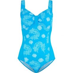 Kostium kąpielowy bonprix turkusowo-biały wzorzysty. Niebieskie stroje kąpielowe damskie bonprix, bez wzorów. Za 54,99 zł.