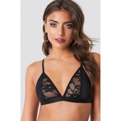 Biustonosze bardotka: NA-KD Lingerie Biustonosz z koronką i siateczką – Black