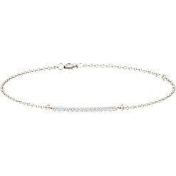 Złota bransoletka z diamentami - dł. 17 cm. Szare bransoletki damskie Aria, z materiału, z diamentem, złote. W wyprzedaży za 639,95 zł.