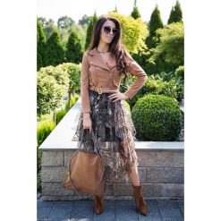 Ramoneska Lili Kamel. Kurtki damskie Modaforyou, s, w paski, z zamszu, krótkie, bez kaptura. Za 139,00 zł.