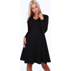 Rozkloszowana sukienka czarna 40080. Czarne sukienki damskie Fasardi, s, bez wzorów, bez kołnierzyka, bez rękawów, rozkloszowane. Za 79,00 zł.
