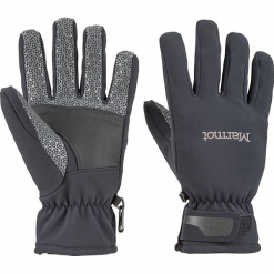 Rękawiczki "Glide Softshell" w kolorze czarnym. Szare rękawiczki męskie Marmot, z materiału. W wyprzedaży za 122,95 zł.