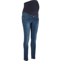 Dżinsy ciążowe, dopasowane nogawki bonprix niebieski "stone”. Niebieskie jeansy damskie bonprix, moda ciążowa. Za 139,99 zł.