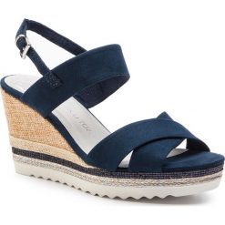 Espadryle MARCO TOZZI - 2-28707-22 Navy 805. Niebieskie espadryle damskie Marco Tozzi, bez wzorów, ze skóry ekologicznej, bez obcasa, na obcasie. Za 189,90 zł.