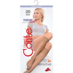 Czarne Podkolanówki Conte Sensitive. Czarne podkolanówki damskie Born2be, z elastanu. Za 14,99 zł.