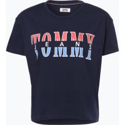 Tommy Jeans - T-shirt damski, niebieski. Szare t-shirty damskie marki Tommy Jeans, l, z dzianiny, z podwyższonym stanem, dopasowane. Za 119,95 zł.