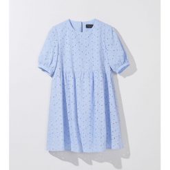 Bawełniana mini sukienka - Niebieski. Niebieskie sukienki damskie Mohito, bez wzorów, z bawełny, bez kołnierzyka, bez rękawów, mini. W wyprzedaży za 139,99 zł.