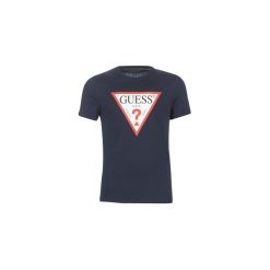 T-shirty z krótkim rękawem Guess CN SS CORE ORIGINAL LOGO TEE. Niebieskie t-shirty męskie Guess, s, z aplikacjami, bez kołnierzyka, krótkie. Za 129,00 zł.
