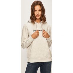 Tommy Jeans - Bluza. Szare bluzy damskie Tommy Jeans, s, z aplikacjami, z bawełny, bez rękawów, z kapturem. W wyprzedaży za 299,90 zł.