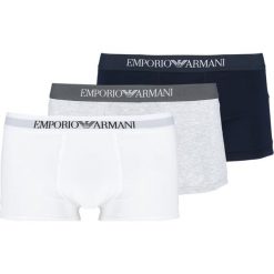 Emporio Armani TRUNK 3 PACK Panty white/heather gray/navy blue. Niebieskie bokserki męskie marki Emporio Armani, z bawełny. Za 169,00 zł.