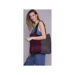 TORBA DAMSKA DUO fiolet. Fioletowe torebki klasyczne damskie drops, w paski, z bawełny, klasyczne, bez dodatków. Za 129,00 zł.