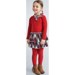 Mayoral - Sukienka dziecięca 92-134 cm. Czerwone sukienki dziewczęce Mayoral, bez wzorów, z elastanu, z długim rękawem, długie, mini, rozkloszowane. Za 153,90 zł.