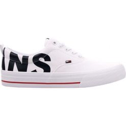 Tommy Hilfiger Męska trampki Logo Print red Lace Up Zamknięcie Round Toe Sneakers EM0EM00258 -100 (rozmiar 44). Czerwone trampki męskie TOMMY HILFIGER, bez wzorów, bez zapięcia. W wyprzedaży za 285,00 zł.