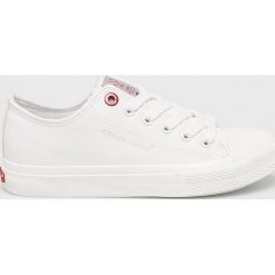 Cross Jeans - Tenisówki. Białe trampki i tenisówki damskie Cross Jeans, bez wzorów, z jeansu, na sznurówki. Za 99,90 zł.