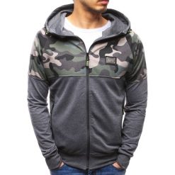 Bluzy męskie: Bluza męska rozpinana z kapturem antracytowa (bx3488)