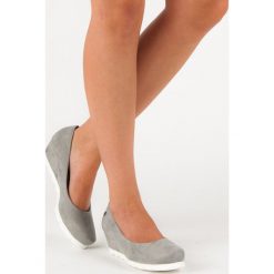 Buty ślubne damskie: ZAMSZOWE CZÓŁENKA DAMSKIE – odcienie szarości i srebra