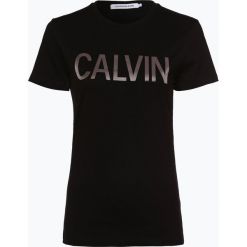 Calvin Klein Jeans - T-shirt damski, czarny. Szare t-shirty damskie marki Calvin Klein Jeans, l, z nadrukiem, z bawełny, z okrągłym kołnierzem. Za 179,95 zł.