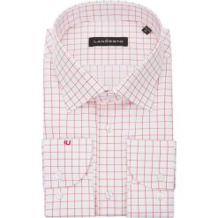 Koszula w Kratę Clarissa. Czerwone koszule męskie LANCERTO, m, bez wzorów, z bawełny, eleganckie, bez kołnierzyka, bez rękawów. W wyprzedaży za 139,90 zł.