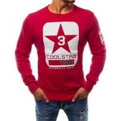 Bluzy męskie: Bluza męska bez kaptura z nadrukiem czerwona (bx2410)