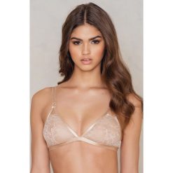 Biustonosze koronkowe: NA-KD Lingerie Elastyczny biustonosz z koronki – Beige