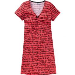 Koszula nocna bonprix koralowy z nadrukiem. Pomarańczowe koszule nocne damskie marki bonprix, z nadrukiem, z satyny, bez rękawów. Za 34,99 zł.