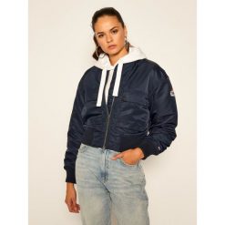 Kurtka bomber Tommy Jeans Gathering DW0DW08575. Niebieskie kurtki damskie Tommy Jeans, s, bez wzorów, z jeansu, bez kaptura. Za 849,00 zł.