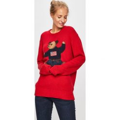 Polo Ralph Lauren - Sweter. Czerwone swetry damskie Polo Ralph Lauren, s, bez wzorów, z bawełny, z krótkim rękawem, krótkie, bez kaptura. Za 1289,00 zł.