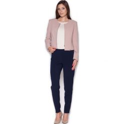 Różowy Prosty Żakiet z Suwakiem. Różowe marynarki damskie Molly.pl, xl, bez wzorów, z tkaniny. Za 135,90 zł.