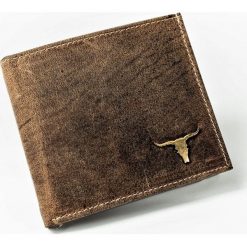 Portfel mĘski skÓrzany skÓra naturalna ekskluzywny. Pomarańczowe portfele męskie BUFFALO WILD, bez wzorów, ze skóry. Za 59,00 zł.