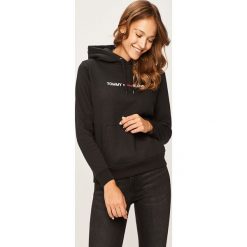Tommy Jeans - Bluza. Szare bluzy damskie Tommy Jeans, s, z aplikacjami, z bawełny, bez rękawów, z kapturem. Za 399,90 zł.
