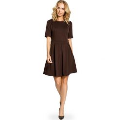 CHRISTINA Elegancka sukienka z kontrafałdą - brązowa. Pomarańczowe sukienki damskie dzianinowe marki Moe, w paski, eleganckie, rozkloszowane. Za 139,00 zł.