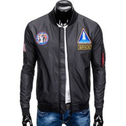 Kurtka męska wiosenna bomberka C351 - czarna. Czarne kurtki męskie Ombre Clothing, s, bez wzorów, z poliesteru, eleganckie, bez kaptura. Za 69,00 zł.