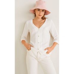 Mango - Bluzka Hat. Białe bluzki damskie Mango, xs, bez wzorów, z bawełny, casualowe, bez kołnierzyka, bez rękawów. W wyprzedaży za 49,90 zł.