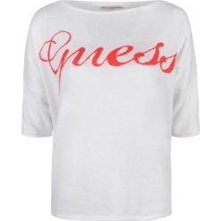 Guess Bluzka. Bluzki damskie Guess, z aplikacjami, z tkaniny, z okrągłym kołnierzem, z krótkim rękawem. Za 179,00 zł.