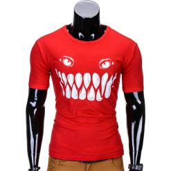 T-shirt męski z nadrukiem S814 - czerwony. Czerwone t-shirty męskie Ombre Clothing, s, z nadrukiem, z bawełny, bez kołnierzyka. Za 17,40 zł.