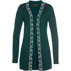 Sweter rozpinany Premium bonprix głęboki zielony. Zielone swetry damskie bonprix, bez wzorów, z dzianiny, bez rękawów, bez kaptura. Za 89,99 zł.