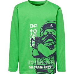 Koszulka "CM-50112" w kolorze zielonym. Zielone t-shirty chłopięce LEGO Wear, z nadrukiem, z bawełny, z długim rękawem. W wyprzedaży za 35,95 zł.