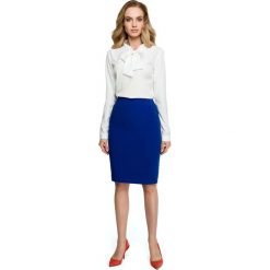 Chabrowa Klasyczna Ołówkowa Spódnica z Modelującymi Przeszyciami. Niebieskie spódniczki ołówkowe marki Molly.pl, na co dzień, s, w paski, eleganckie. Za 89,90 zł.