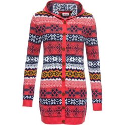 Sweter rozpinany w norweski wzór bonprix koralowy wzorzysty. Pomarańczowe swetry rozpinane damskie bonprix. Za 99,99 zł.