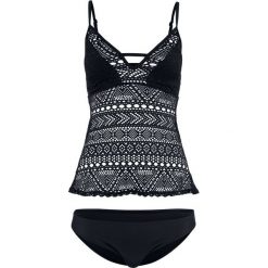 Tankini (2 części) bonprix czarny. Czarne stroje kąpielowe damskie bonprix, w koronkowe wzory, z koronki. Za 89,99 zł.