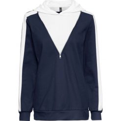 Bluza z zamkiem bonprix ciemnoniebiesko-biały. Niebieskie bluzy damskie bonprix, bez wzorów, bez rękawów, bez kaptura. Za 54,99 zł.