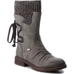 Kozaki RIEKER - 94773-45 Grau Kombi. Czarne buty zimowe damskie marki Rieker, z materiału. Za 299,00 zł.