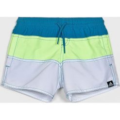 Adidas Performance - Kąpielówki dziecięce 116-176 cm. Niebieskie kąpielówki chłopięce adidas Performance, bez wzorów, z poliesteru. W wyprzedaży za 99,90 zł.