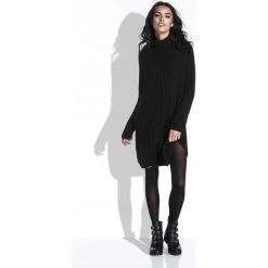 Czarny Sweter-Tunika z Półgolfem. Czarne tuniki damskie marki Molly.pl, s, z dzianiny, z golfem. Za 139,90 zł.